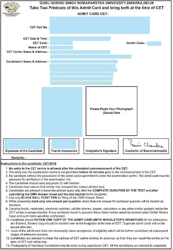 ipu cet admit card